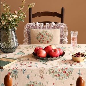 Patdrea DesignYellow French Spring Summer Tablecloth,Rustic Linen Floral Pattern